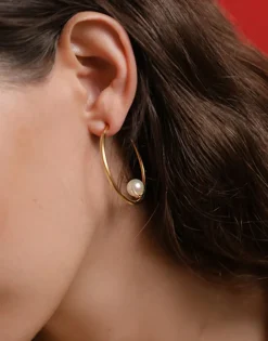 Sale Majorica Alba Hoop Earrings Gold Plated