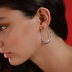 Online Majorica Alba Silver Hoop Earrings