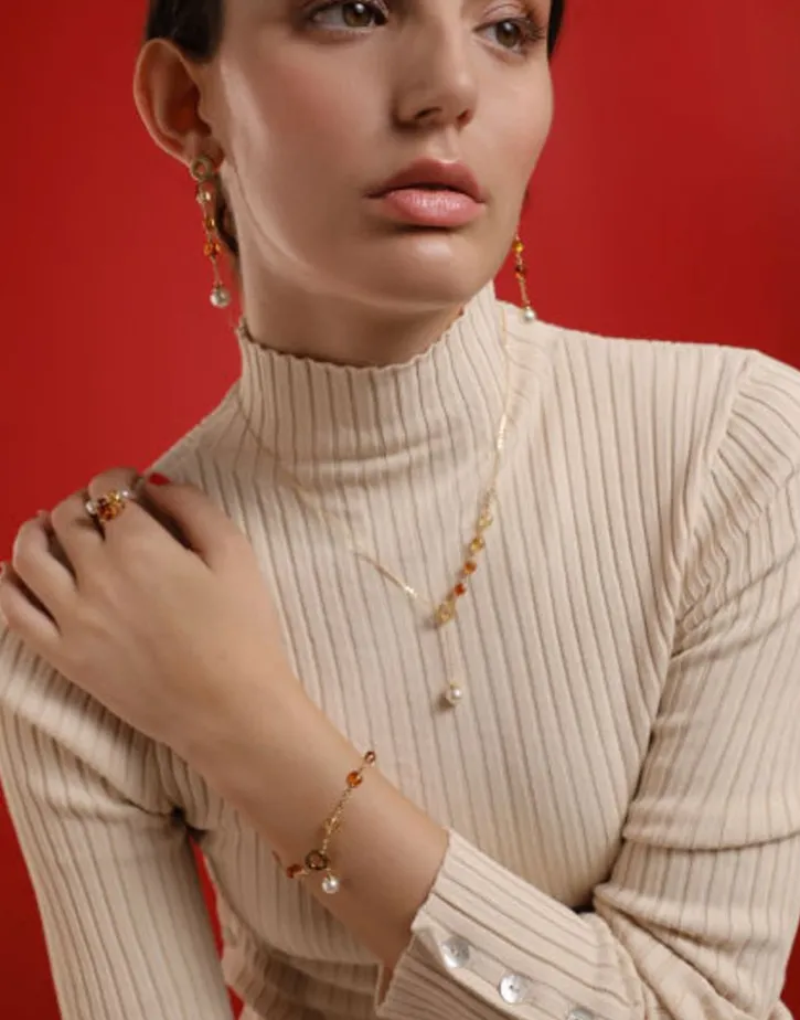 Discount Majorica Algaida Bracelet With Round Pearl And Amber Murano Glass