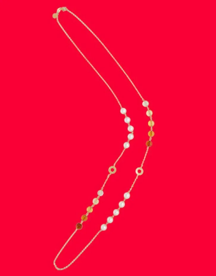 Store Majorica Algaida Golden Long Multiposition Necklace With Amber Murano Glass