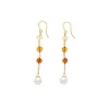 Flash Sale Majorica Algaida Long Fish Wire Earrings, Golden And Amber