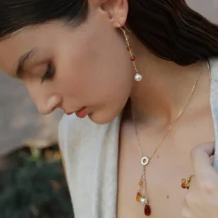 Flash Sale Majorica Algaida Long Fish Wire Earrings, Golden And Amber