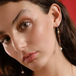 Flash Sale Majorica Algaida Long Fish Wire Earrings, Golden And Amber