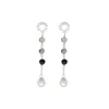 Best Sale Majorica Algaida Silver Long Earrings With Pearl And Black Murano Glass