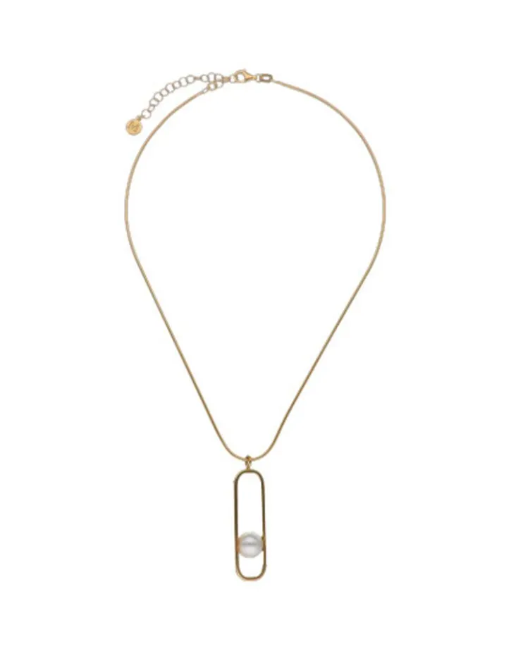 Clearance Majorica Atenea Necklace With Chain And Round Pearl