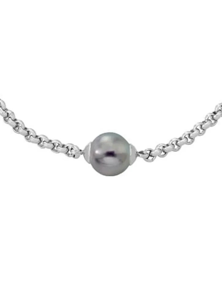 Store Majorica Chain Bracelet Nuada Steel And Gray Pearl