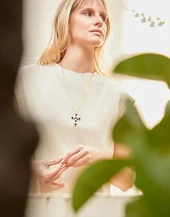 Cheap Majorica Crosses Collection Gold Pendant With White And Tahiti Pearl