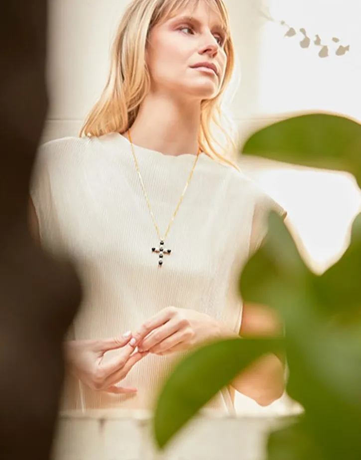 Cheap Majorica Crosses Collection Gold Pendant With White And Tahiti Pearl