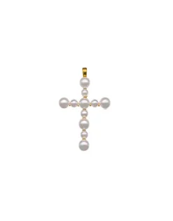 Cheap Majorica Crosses Collection Gold Pendant With White Pearl