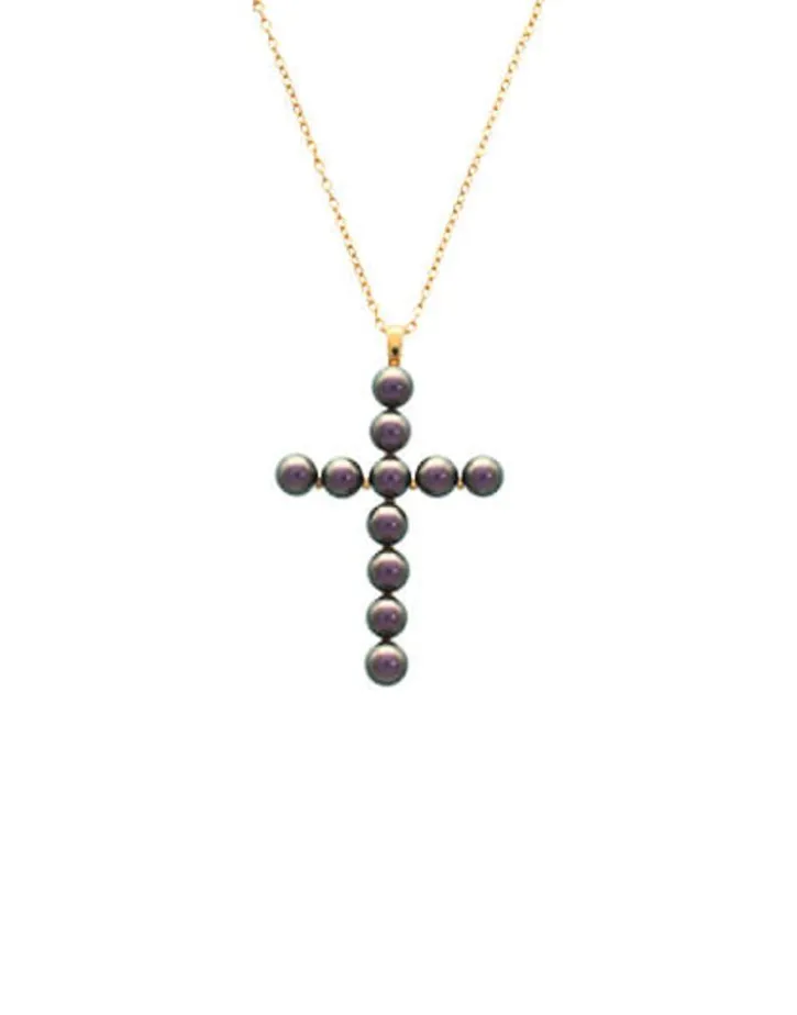 Online Majorica Crosses Collection Gold Pendant With Tahiti Pearl