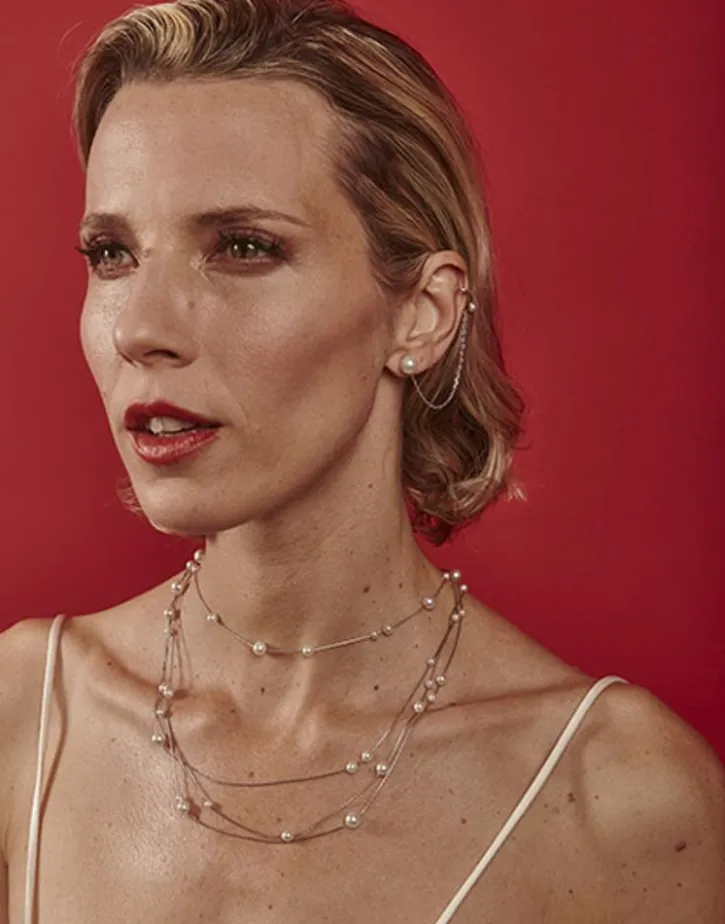 Flash Sale Majorica Dangle Earcuff Earring With Pearl And Silver Chain