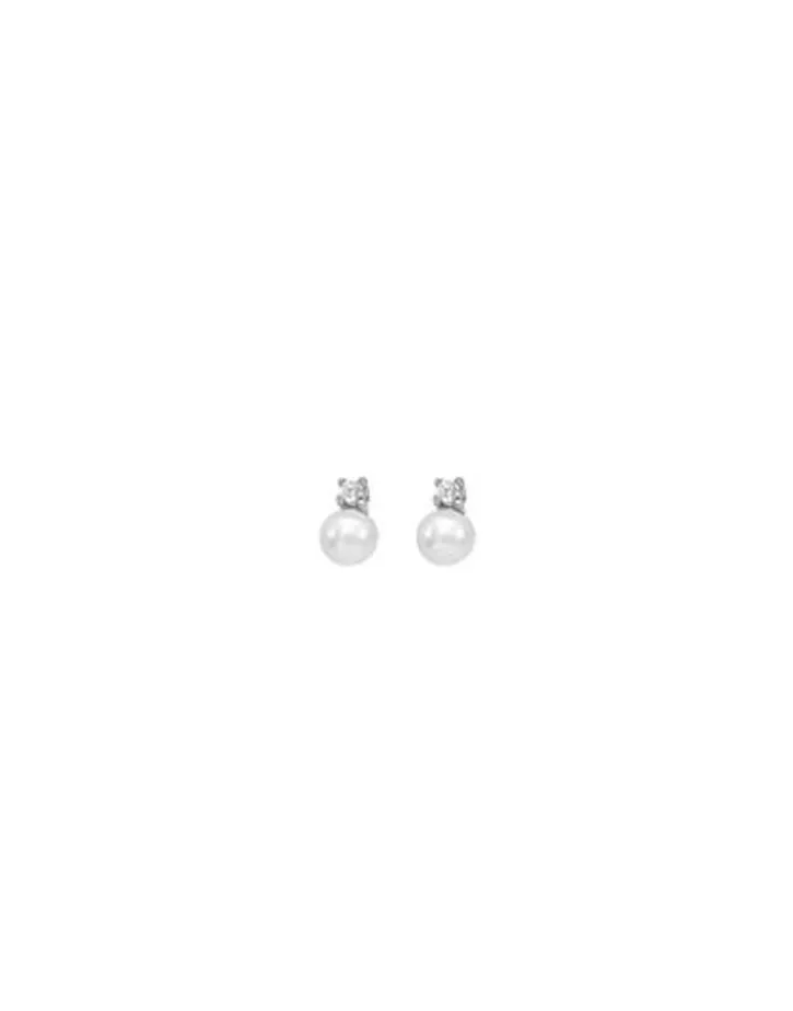 Store Majorica Earrings Cies Silver With 4Mm White Pearl And Zircons