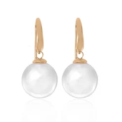 New Majorica Earrings Lyra Gold Plated With 12Mm Oval White Pearl