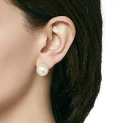 Cheap Majorica Earrings Lyra Silver With 14Mm White Round Pearl