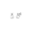 Outlet Majorica Earrings Selene Silver With 10Mm White Pearl And Zircons