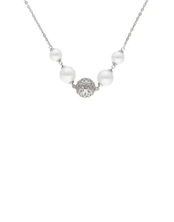 Clearance Majorica Eternal Necklace With Round Pearls And Cutwork Ball In Silver