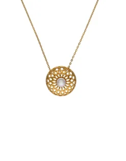 Outlet Majorica Etna Necklace In Gold-Plated Silver And Round Pearl 37Cm