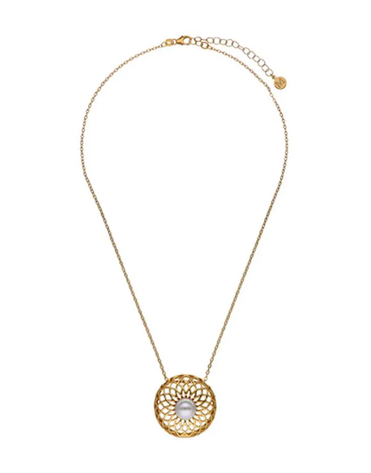 Best Majorica Etna Necklace In Gold-Plated Silver And Round Pearl 42Cm
