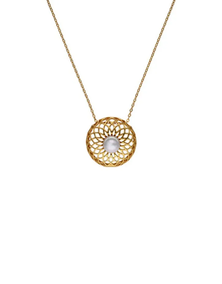 Best Majorica Etna Necklace In Gold-Plated Silver And Round Pearl 42Cm