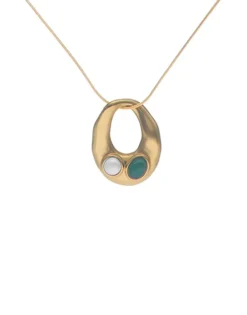 Shop Majorica Feme Chain Necklace With White Pearl And Green Agate