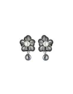 Hot Majorica Filigree Flower Earrings Peregrina With Hanging Pearl