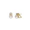 New Majorica Gold Plated Earrings Selene With 10Mm White Pearl And Zircons
