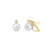 Shop Majorica Gold Plated Earrings Selene With 10Mm White Pearl And Zircons