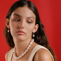Online Majorica Gold Plated Earrings Tender With 8Mm Barroque Pearl