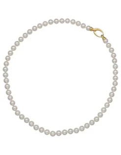 Flash Sale Majorica Gold Plated Necklace Lyra 45Cm And 6Mm White Pearls
