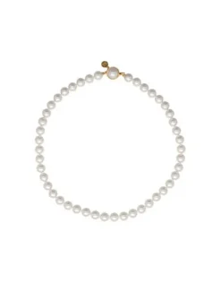 Store Majorica Gold Plated Necklace Lyra With 8Mm White Pearl 40Cm Tab Lock