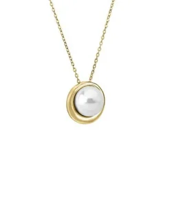 Clearance Majorica Golden Silver Margot Necklace With An Embedded Round Pearl