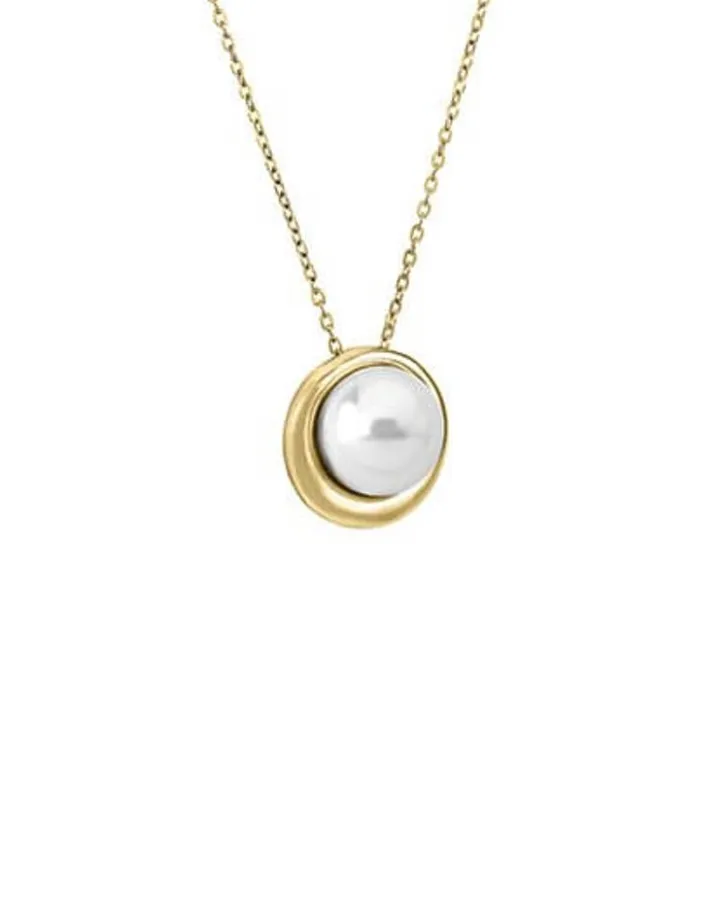 Clearance Majorica Golden Silver Margot Necklace With An Embedded Round Pearl