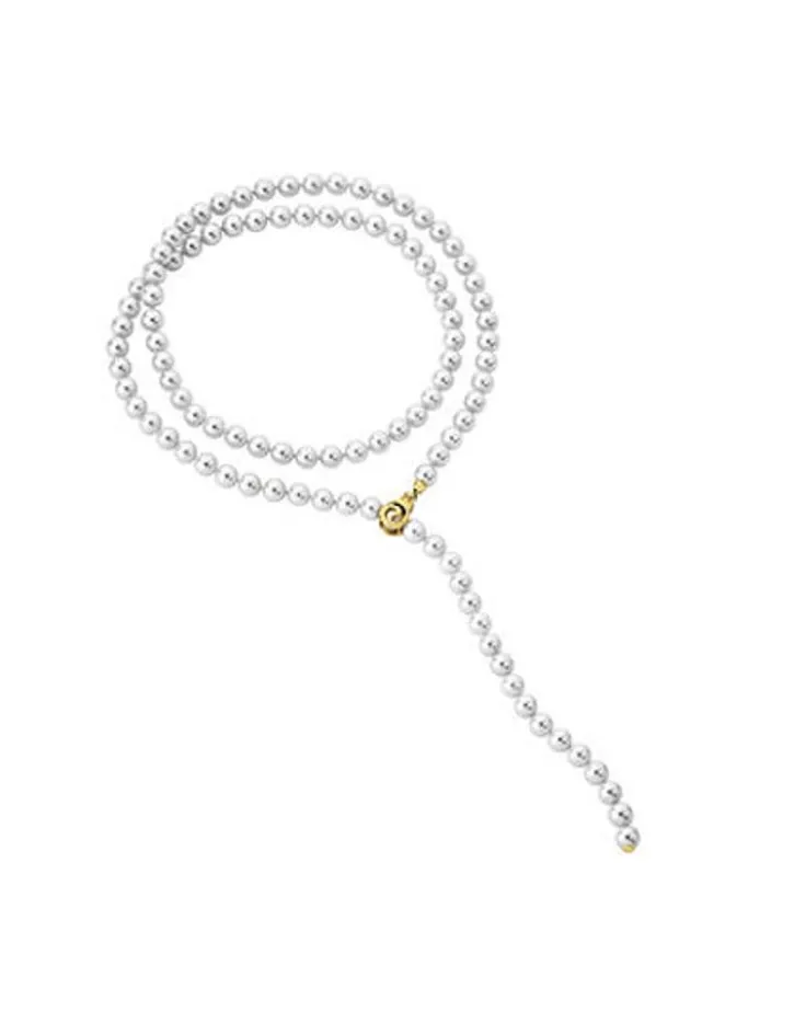 Flash Sale Majorica Golden Silver Necklace Lyra 8Mm 90Cm