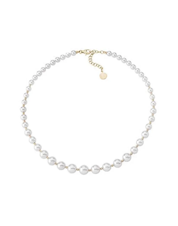 Outlet Majorica Golden Silver Necklace Lyra 6/10Mm 43Cm