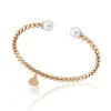 Cheap Majorica Golden Steel Bangle Carmen With White Pearls