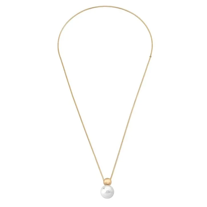 Cheap Majorica Golden Steel Long Necklace Aura