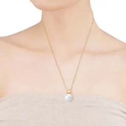Cheap Majorica Golden Steel Long Necklace Aura