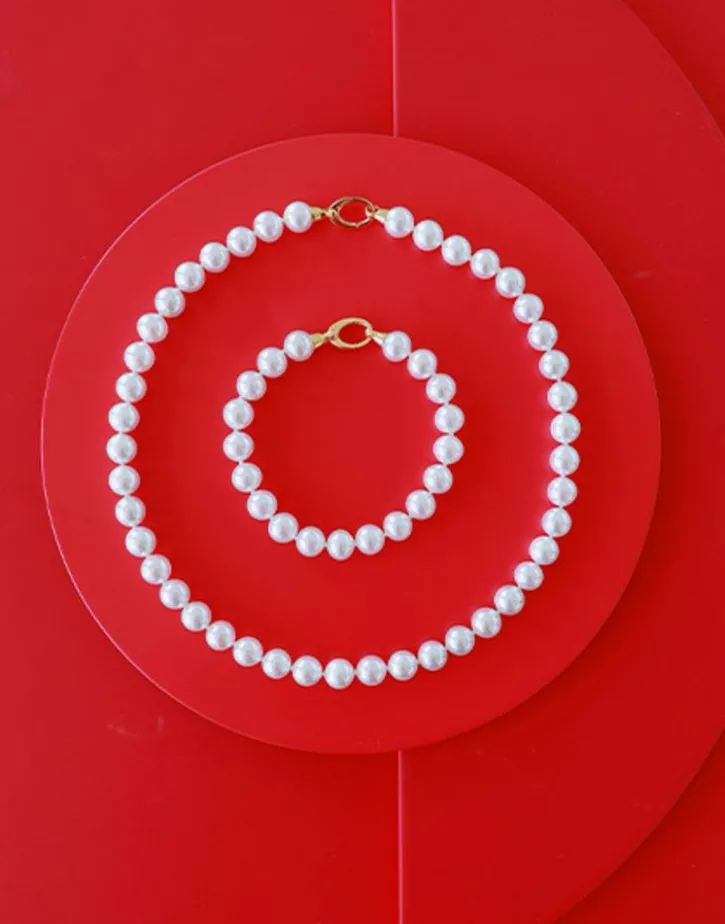Outlet Majorica Gold-Plated Silver Bracelet With 10Mm White Pearls Lyra