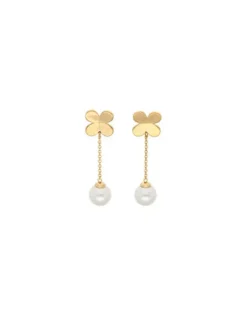 Store Majorica Gold-Plated Silver Clover And Pearl Ayanti Earrings