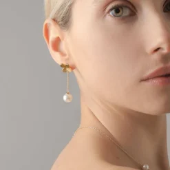 Store Majorica Gold-Plated Silver Clover And Pearl Ayanti Earrings