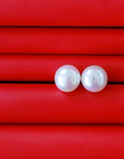 Flash Sale Majorica Gold-Plated Silver Earrings Nuada With 10Mm White Pearl Flattened Round