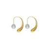 Best Majorica Juno Drop-Shaped Hoop Earrings In Golden Steel
