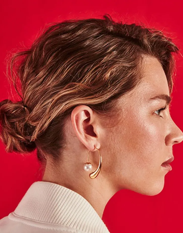 Best Majorica Juno Drop-Shaped Hoop Earrings In Golden Steel