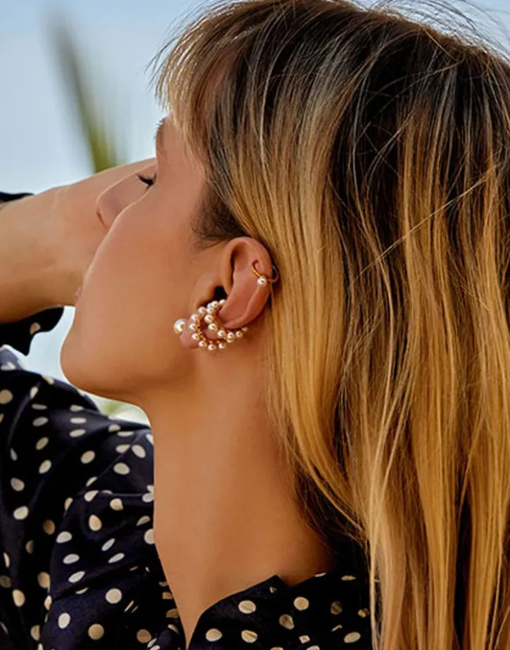 Store Majorica Kea Gold Earcuff Earring With Round Pearls
