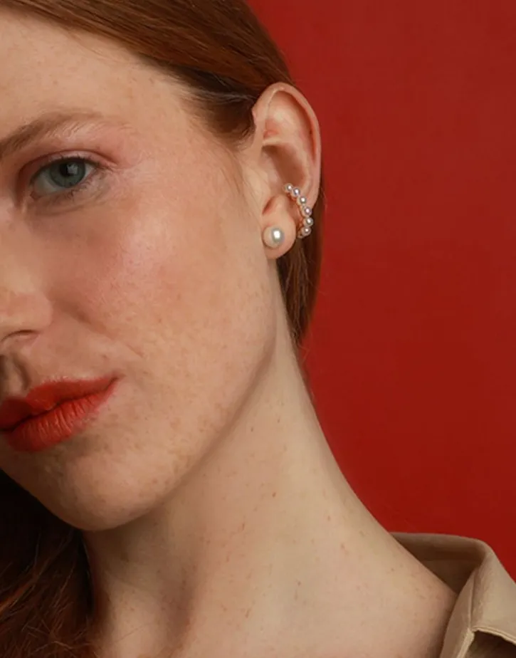 Store Majorica Kea Gold Earcuff Earring With Round Pearls