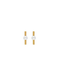 Cheap Majorica Lagom Long Earrings In Steel And White Pearl