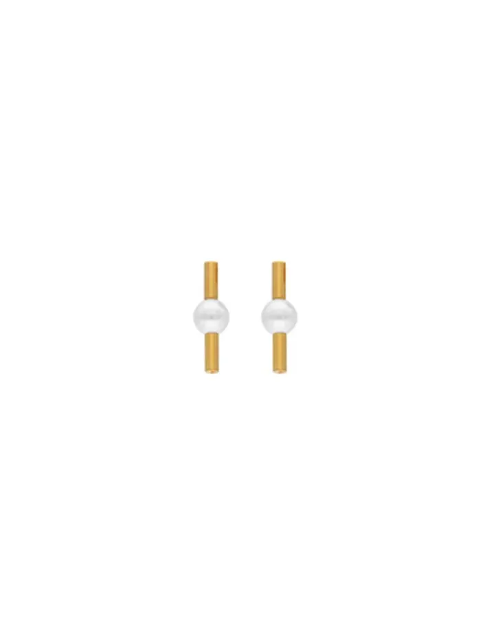 Cheap Majorica Lagom Long Earrings In Steel And White Pearl