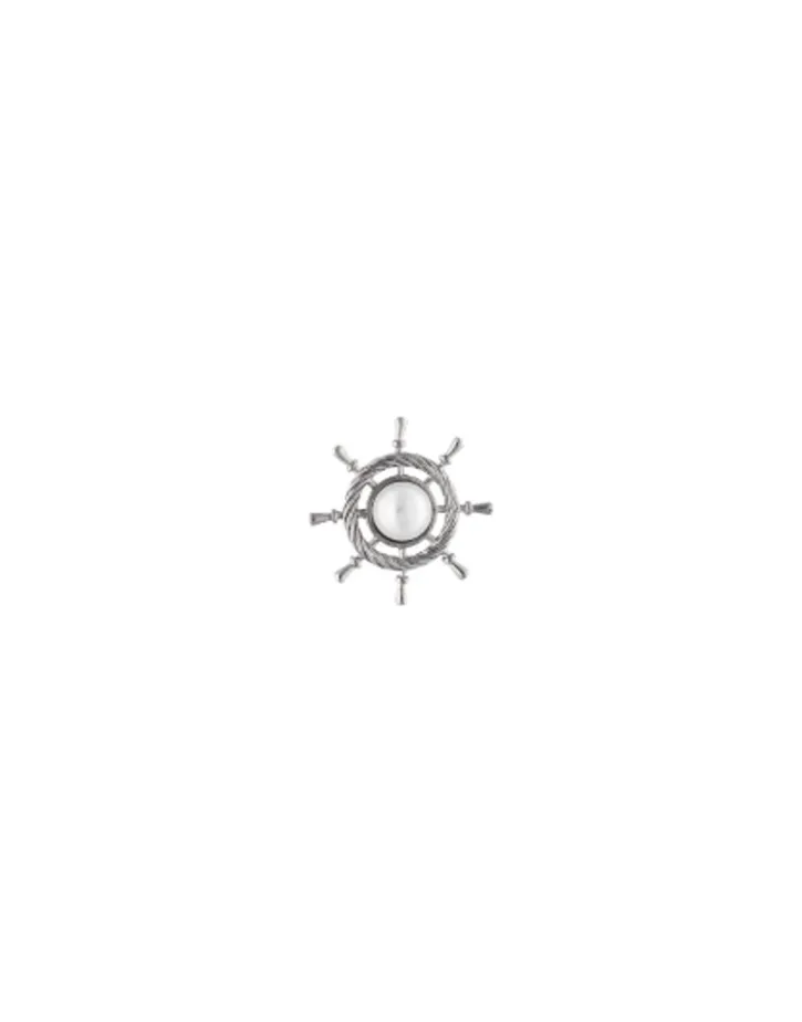 Flash Sale Majorica Le Club Sailing Broach In Steel With A White Half Pearl