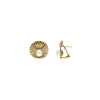 Cheap Majorica Le Palm Pearl Gold-Steel Earrings With Omega Clasp