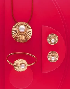 Shop Majorica Le Palm White Pearl Gold-Plated Steel Necklace With Brown Silk Cord